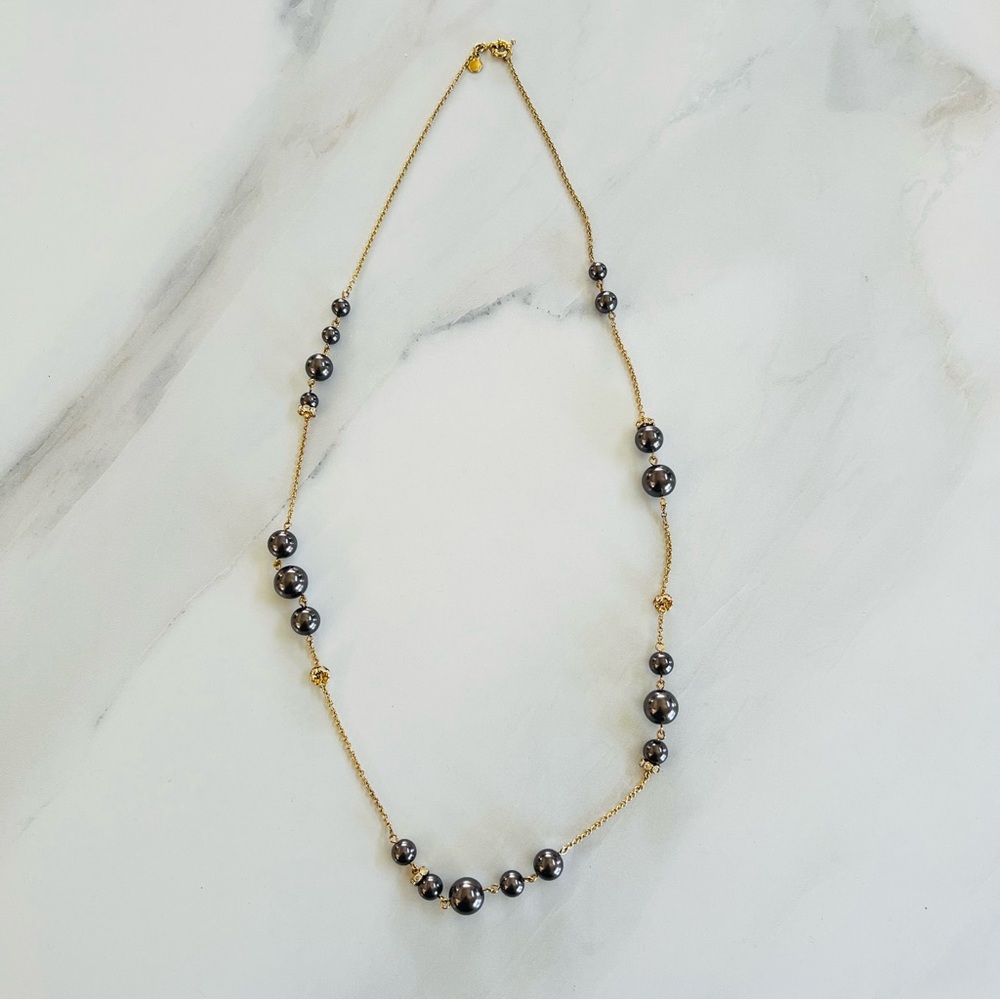 💚 NWOT💚 J.CREW Black Pearl Rhinestone Bauble Necklace